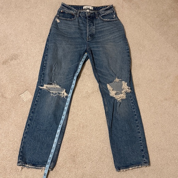 Abercrombie & Fitch The Dad High Rise Jeans Curve Love Distressed Size 26/2s - Picture 9 of 11